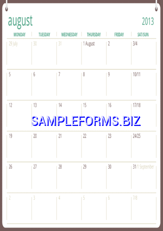 2013-2014 Academic Calendar (August) pdf pptx free