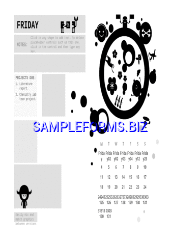 One-Month Student Calendar (Monday Start, Circle Design) docx pdf free